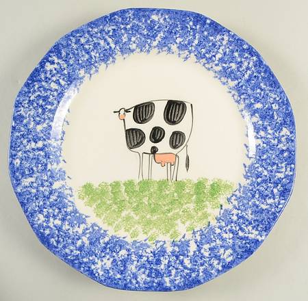Molly's Cows Blue Dinner Plate
