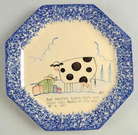 Molly's Cows Blue Octagonal Luncheon Plate