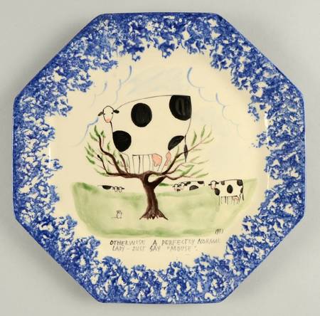 Molly's Cows Blue Octagonal Luncheon Plate
