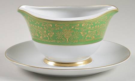 Jade Mist Gravy Boat with Attached Underplate