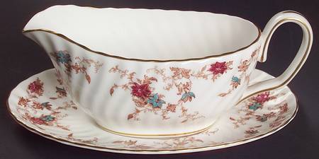 Ancestral (Wreath Backstamp) Gravy Boat & Underplate by Minton