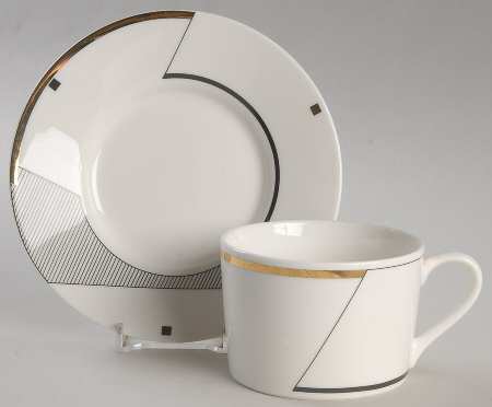 Angles Gold Flat Cup & Saucer Set