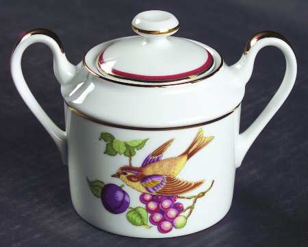 Fruits & Birds Sugar Bowl & Lid