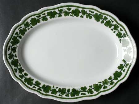 Full Green Vine (Scalloped, No Trim) 13" Oval Serving Platter