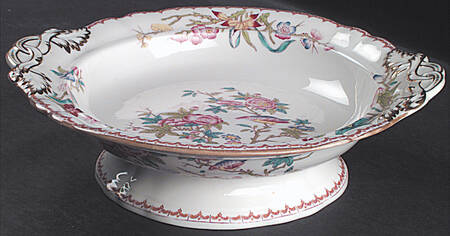Cuckoo (Scalloped, White, Globe Backstamp) Oval Vegetable No Lid