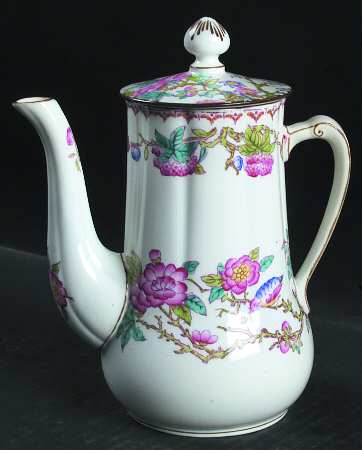 Cuckoo (Scalloped, White, Globe Backstamp) Mini Coffee Pot & Lid