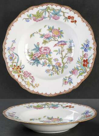 Cuckoo (Scalloped, White, Globe Backstamp) Rim Soup Bowl