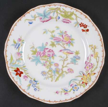 Cuckoo (Scalloped, White, Globe Backstamp) Luncheon Plate