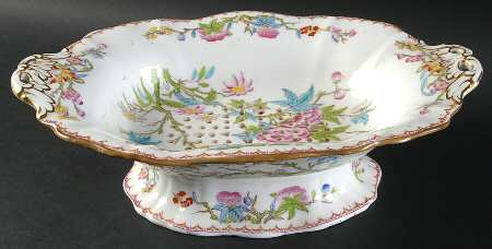 Cuckoo (Scalloped, White, Globe Backstamp) Large Pierced Berry Bowl