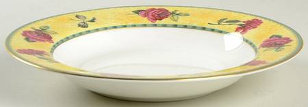 Rose Moire Rim Soup Bowl
