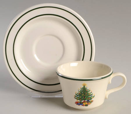 Old Fashioned Christmas Tree Flat Cup & Saucer Set