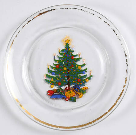 Old Fashioned Christmas Tree Glassware Dessert Plate