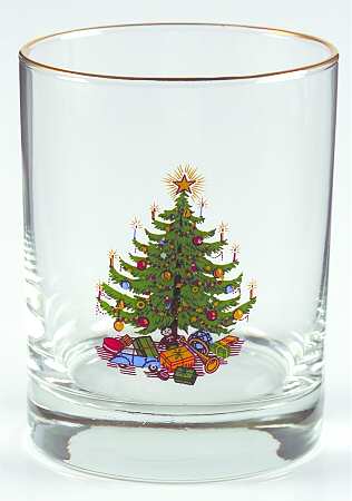 Old Fashioned Christmas Tree Glassware Double Old Fashioned