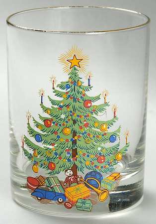 Old Fashioned Christmas Tree Glassware Double Old Fashioned