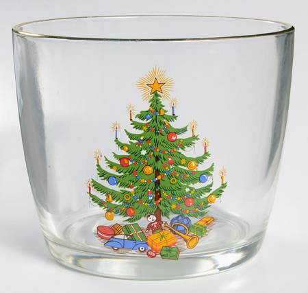 Old Fashioned Christmas Tree Glassware Ice Bucket