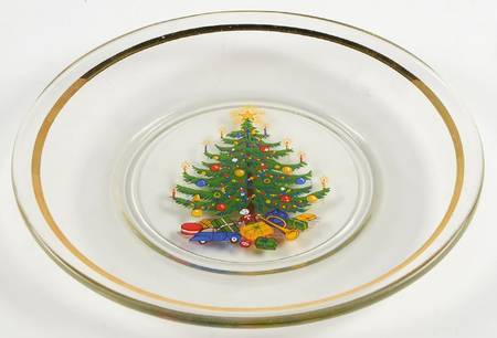 Old Fashioned Christmas Tree Glassware Salad Plate