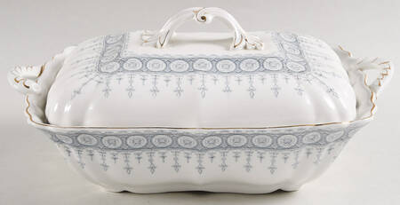 Premiere Blue Gray Rectangular Covered Vegetable by John Maddock & Sons