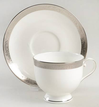 Crown Jewel Platinum Footed Cup & Saucer Set