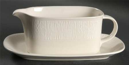 White Birch Gravy Boat & Underplate (Relish/Butter)