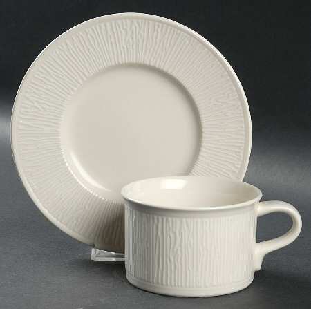 White Birch Flat Cup & Saucer Set
