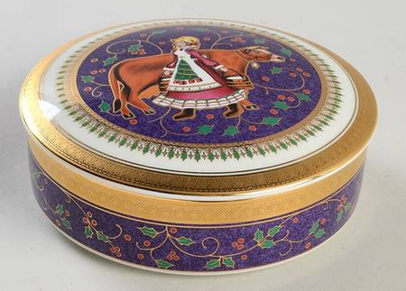 Twelve Days of Christmas Gold 5" Round Box & Lid