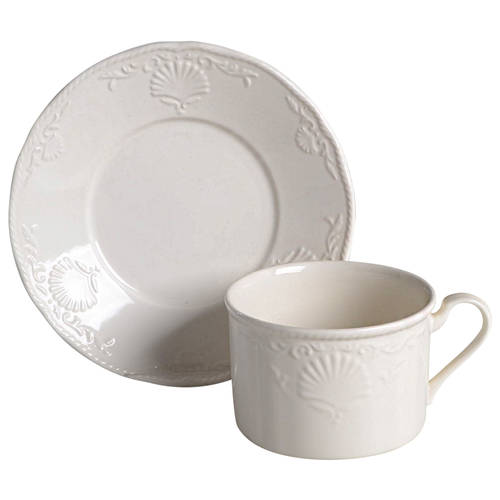 South Hampton White Flat Cup & Saucer Set