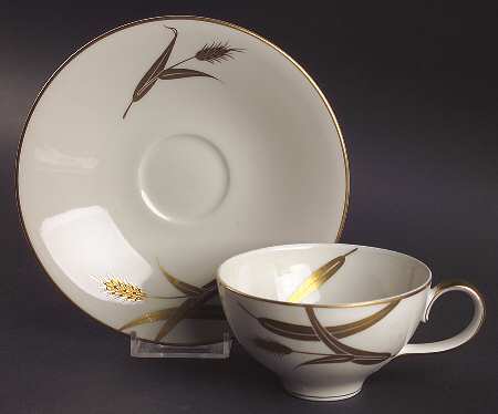 Midas (Cream Background, Japan) Flat Cup & Saucer Set