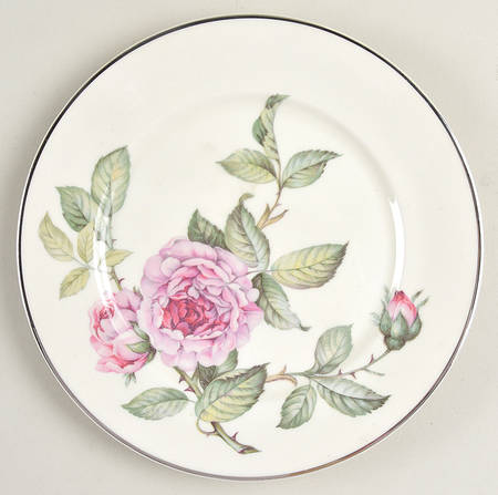 Venetian Rose (Smooth, Platinum Trim) Salad Plate