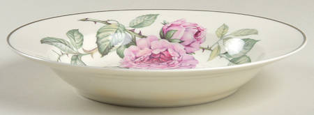 Venetian Rose (Smooth, Platinum Trim) Rim Soup Bowl