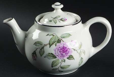 Venetian Rose (Smooth, Platinum Trim) Teapot & Lid