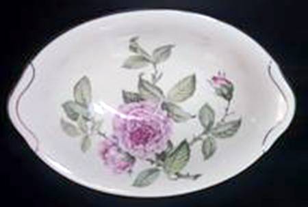 Venetian Rose (Smooth, Platinum Trim) 9" Oval Vegetable Bowl