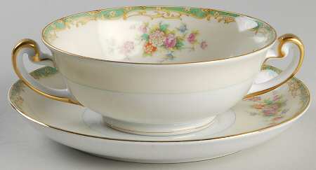 MEI673 Footed Cream Soup Bowl & Saucer Set