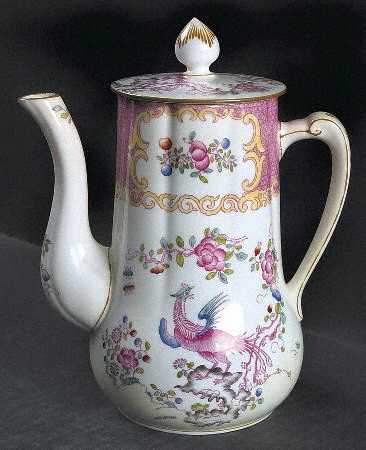 Cockatrice Pink (Smooth, Globe Backstamp) Coffee Pot & Lid