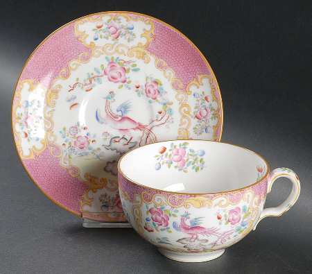 Cockatrice Pink (Smooth, Globe Backstamp) Oversized Cup & Saucer Set