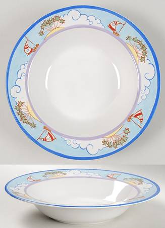 Nautical Compass Large Rim Soup Bowl