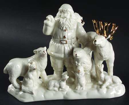 Holiday Elegance Santa Claus with Animals Figurines