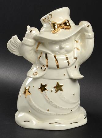 Holiday Elegance Snowman Shape Candy Jar & Lid