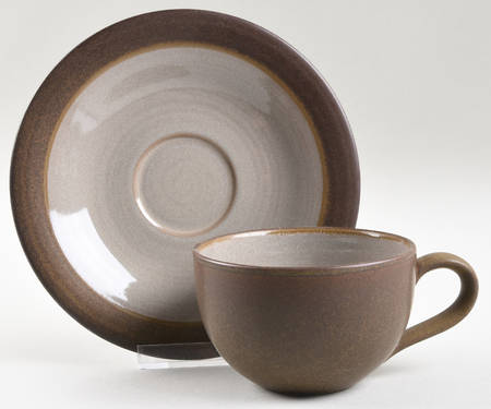 Swiss Coffee Dark Brown Flat Cup & Saucer Set