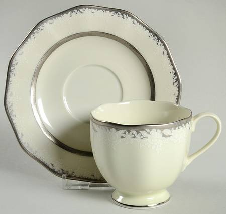 Sterling Lace Footed Cup & Saucer Set
