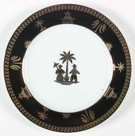 Chinese Garden Black & Gold Salad Plate