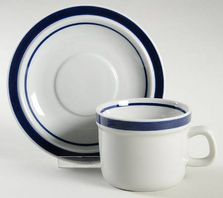 Blue Monterrey Flat Cup & Saucer Set