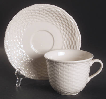 Country Manor White Flat Cup & Saucer Set