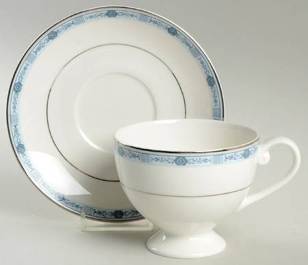 Blue Serenade Footed Cup & Saucer Set
