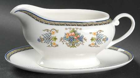 Victorian Crest Gravy Boat & Underplate