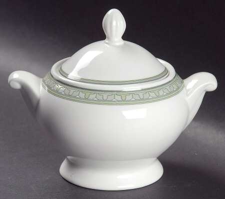 Green Silk Sugar Bowl & Lid