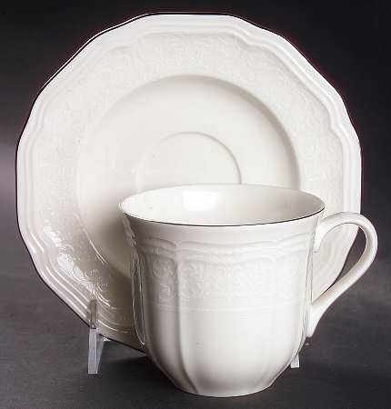 Floral Moire Flat Cup & Saucer Set