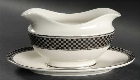 Ebony Mosaic Gravy Boat & Underplate