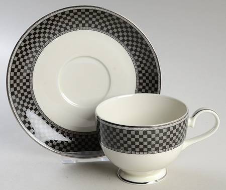 Ebony Mosaic Footed Cup & Saucer Set