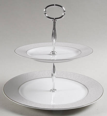 Parchment (Thailand) 6 5/8"-10"  2 Tiered Serving Tray (Dp, Sp) HC