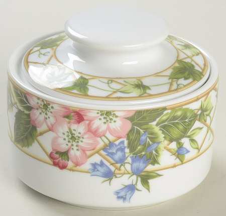 Floral Brocade Sugar Bowl & Lid